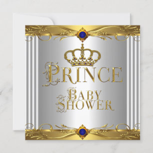 Little Prince Baby shower Boy Regal Blue Crown 8 Kaart
