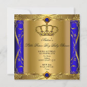 Little Prince Baby shower Boy Regal Blue Crown 9 Kaart (Achterkant)