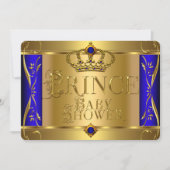 Little Prince Baby shower Boy Regal Blue Crown 9 Kaart (Voorkant)