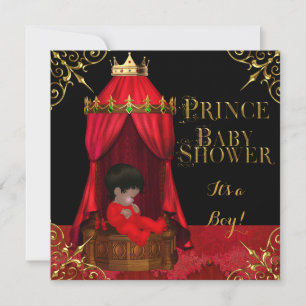 Little Prince Baby shower Boy Regal Red Crown 2 Kaart