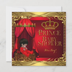 Little Prince Baby shower Boy Regal Red Crown 5 Kaart