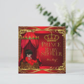 Little Prince Baby shower Boy Regal Red Crown 6 Kaart (Staand voorkant)