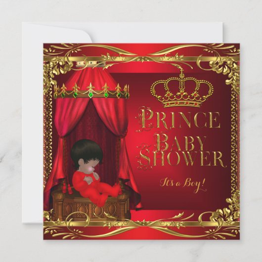 Little Prince Baby shower Boy Regal Red Crown 6 Kaart (Voorkant)