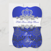Little Prince Baby shower Boy Royal Blue Crown 2 Kaart (Voorkant)
