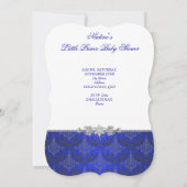 Little Prince Baby shower Boy Royal Blue Crown 2 Kaart (Achterkant)