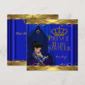 Little Prince Baby shower Boy Royal Blue Crown 5z Kaart (Voorkant / Achterkant)