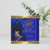 Little Prince Baby shower Boy Royal Blue Crown 5z Kaart (Staand voorkant)