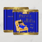 Little Prince Baby shower Boy Royal Blue Crown 6C Kaart (Voorkant / Achterkant)