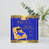 Little Prince Baby shower Boy Royal Blue Crown 6C Kaart (Staand voorkant)