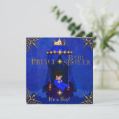 Little Prince Baby shower Boy Royal Blue Crown Kaart (Staand voorkant)