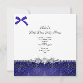 Little Prince Baby shower Boy Royal Blue Crown Kaart (Achterkant)