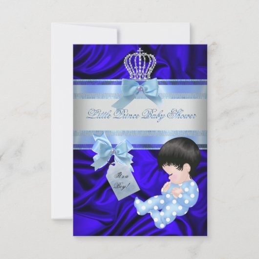 Little Prince Baby shower Boy Royal Blue Kaart (Voorkant)
