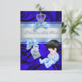 Little Prince Baby shower Boy Royal Blue Kaart (Staand voorkant)