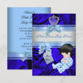 Little Prince Baby shower Boy Royal Blue Kaart (Voorkant / Achterkant)