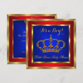 Little Prince Baby shower Boy Royal Red Blue 2 Kaart (Voorkant / Achterkant)
