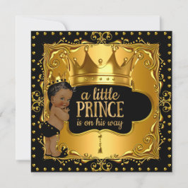 Little Prince Baby shower Gold Foil Crown Ethnic Kaart