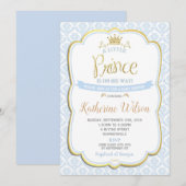 Little Prince Baby shower Invitation Boy Blue Kaart (Voorkant / Achterkant)
