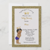 Little Prince Baby shower Invitation, goud, grijs Kaart (Voorkant)