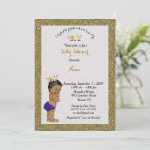 Little Prince Baby shower Invitation, goud, grijs Kaart (Staand voorkant)