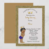 Little Prince Baby shower Invitation, goud, grijs Kaart (Voorkant / Achterkant)