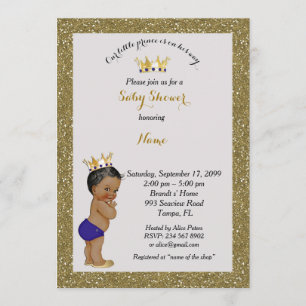 Little Prince Baby shower Invitation, goud, grijs Kaart