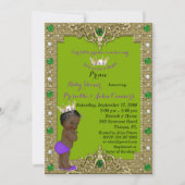 Little Prince Baby shower Invitation, goud, groen Kaart (Voorkant)