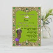 Little Prince Baby shower Invitation, goud, groen Kaart (Staand voorkant)