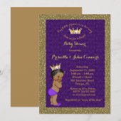 Little Prince Baby shower Invitation, gouden, paar Kaart (Voorkant / Achterkant)