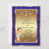 Little Prince Baby shower Invitation, Royal Blue 2 Kaart (Voorkant)