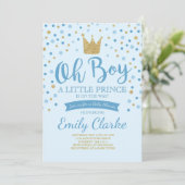 Little Prince Baby shower Invitation Royal Shower Kaart (Staand voorkant)