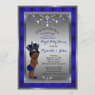 Little Prince Baby shower Invitation, Royal SILVER Kaart