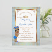 Little Prince Baby shower Invitation, roze goud Kaart (Staand voorkant)