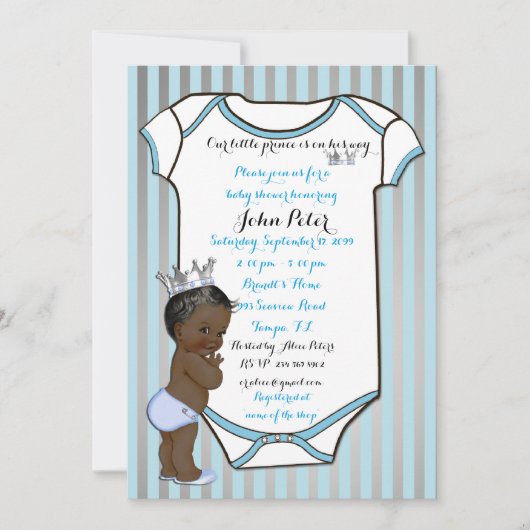 Little Prince Baby shower Invitation, trendy, chiq Kaart (Voorkant)