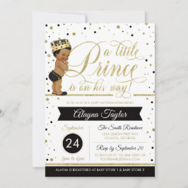 Little Prince Baby shower Invite, Faux Glitter Kaart