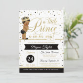 Little Prince Baby shower Invite, Faux Glitter Kaart (Staand voorkant)