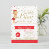 Little Prince Baby shower Invite, Faux Glitter Kaart (Staand voorkant)