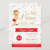 Little Prince Baby shower Invite, Faux Glitter Kaart (Voorkant / Achterkant)