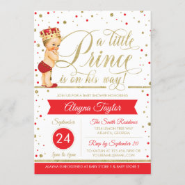 Little Prince Baby shower Invite, Faux Glitter Kaart