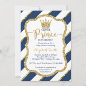 Little Prince Baby shower Invite, Faux Glitter Kaart (Voorkant)