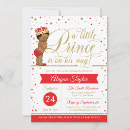 Little Prince Baby shower Invite, Faux Glitter Kaart