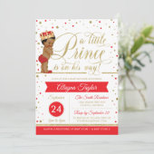 Little Prince Baby shower Invite, Faux Glitter Kaart (Staand voorkant)