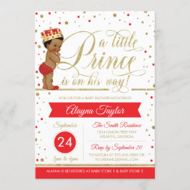 Little Prince Baby shower Invite, Faux Glitter Kaart