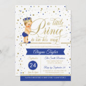Little Prince Baby shower Invite, Faux Glitter Kaart (Voorkant / Achterkant)