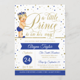 Little Prince Baby shower Invite, Faux Glitter Kaart