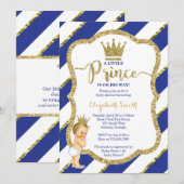 Little Prince Baby shower Invite, Faux Glitter Kaart (Voorkant / Achterkant)