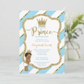 Little Prince Baby shower Invite, Faux Glitter Kaart (Staand voorkant)