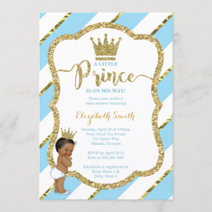 Little Prince Baby shower Invite, Faux Glitter Kaart