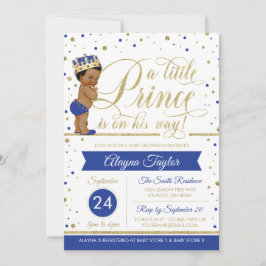 Little Prince Baby shower Invite, Faux Glitter Kaart