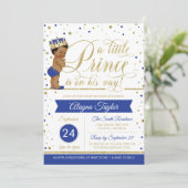 Little Prince Baby shower Invite, Faux Glitter Kaart (Staand voorkant)