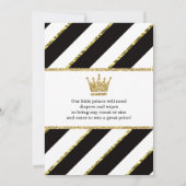 Little Prince Baby shower Invite, Faux Glitter Kaart (Achterkant)